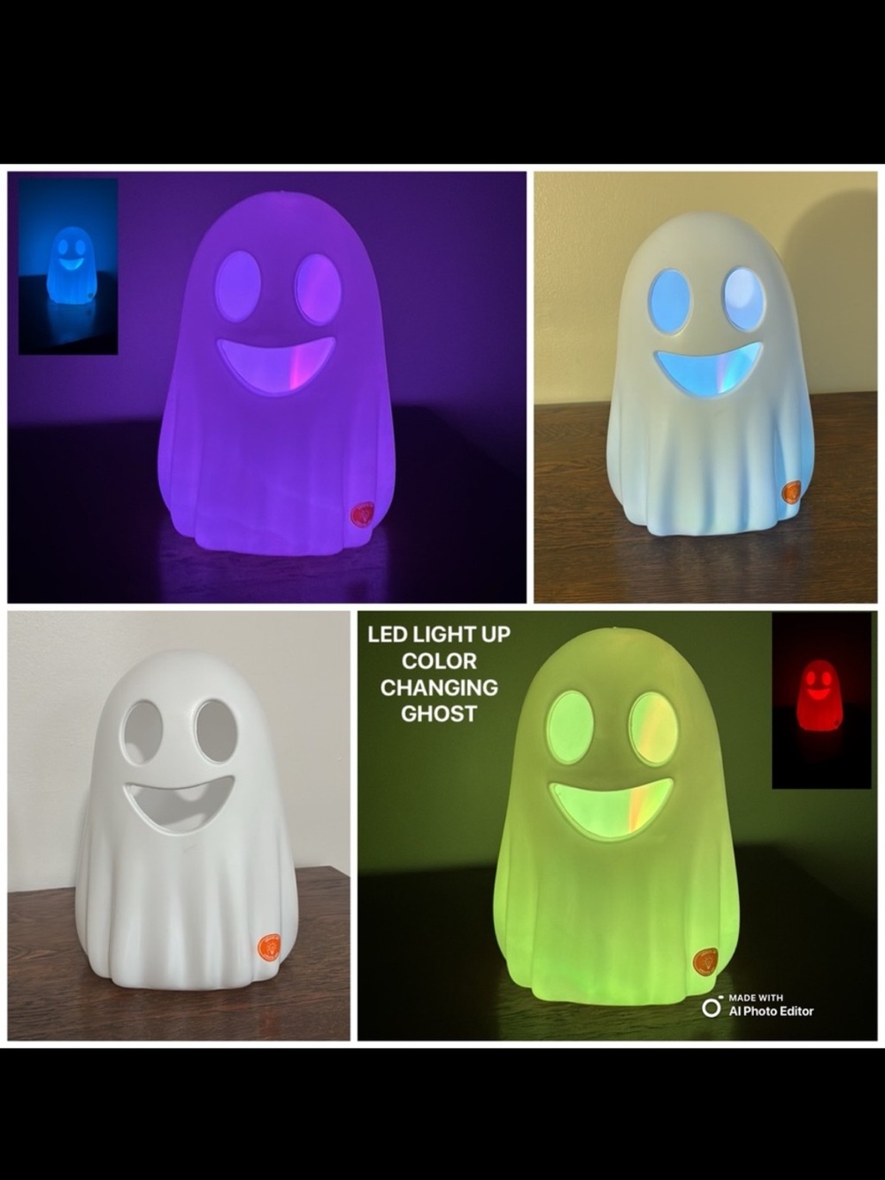 NWT-🔋 Operated- LED Light-Up Color Changing Ghost 👻 Halloween Decoration